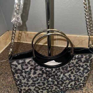 Black and Silver Women's sparkle Shoulder Bag NWT
